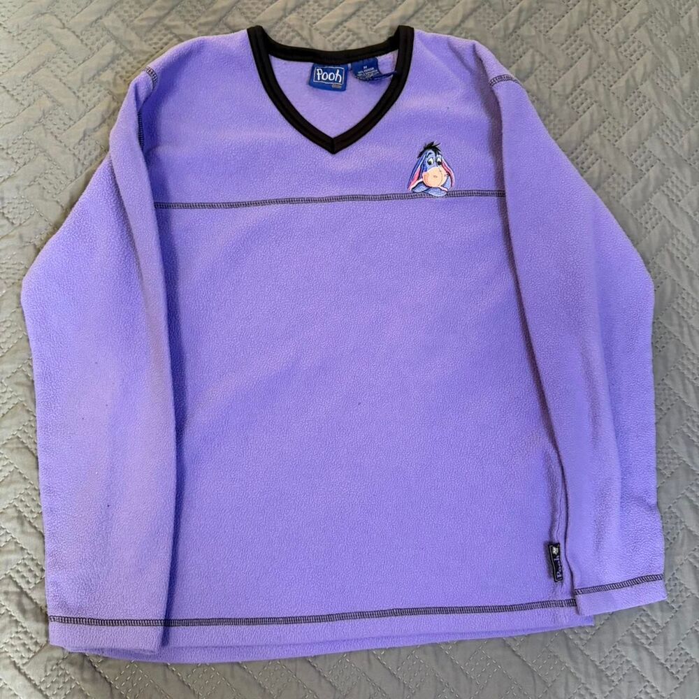 Vintage Disney Eeyore purple fleece sweatshirt Size Medium Womens Soft